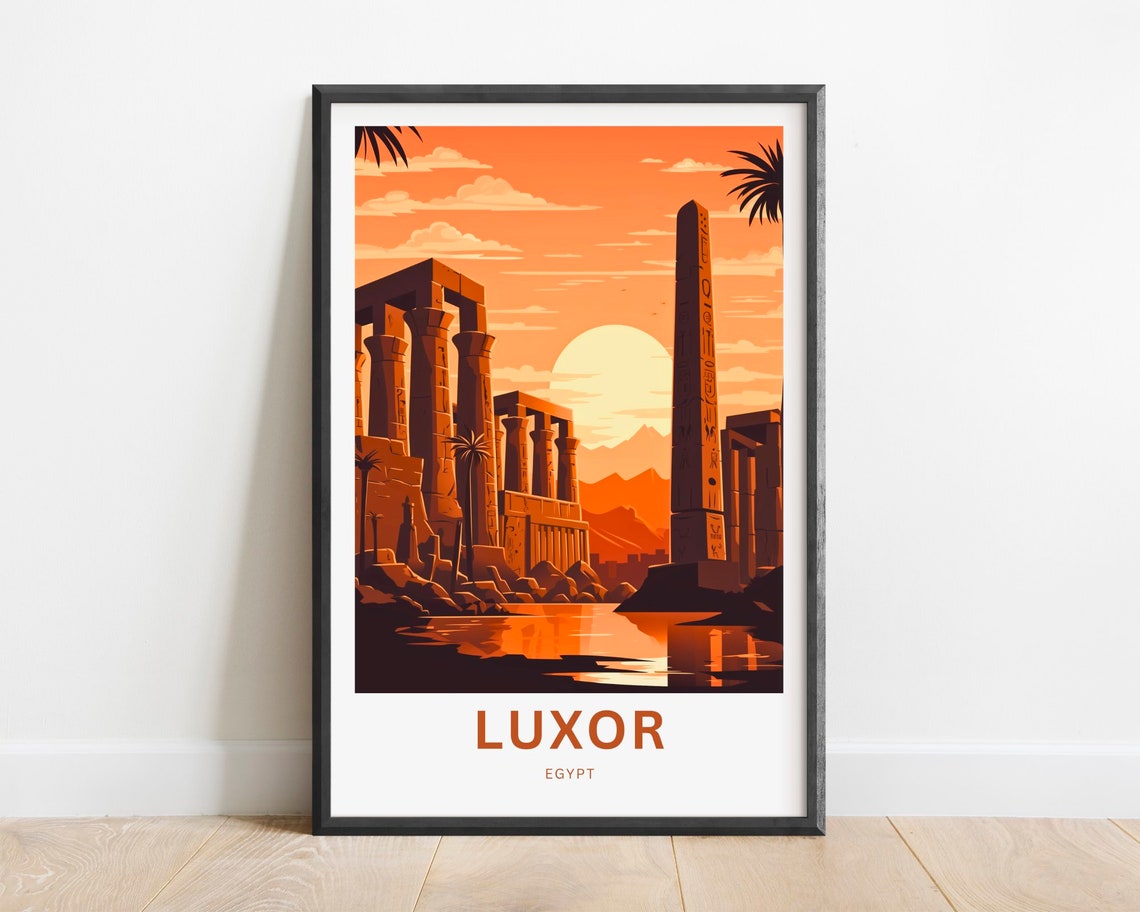 Luxor Travel Print Luxor Poster Egypt Wall Art Framed Present Gift Egypt Present Egypt Decor Custom Text Personalized