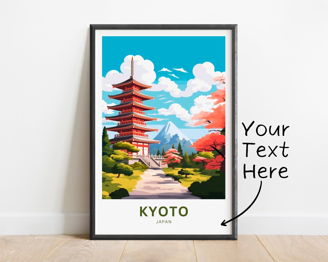 Personalized Kyoto Japan Pagoda Mount Fuji Cherry Travel Poster