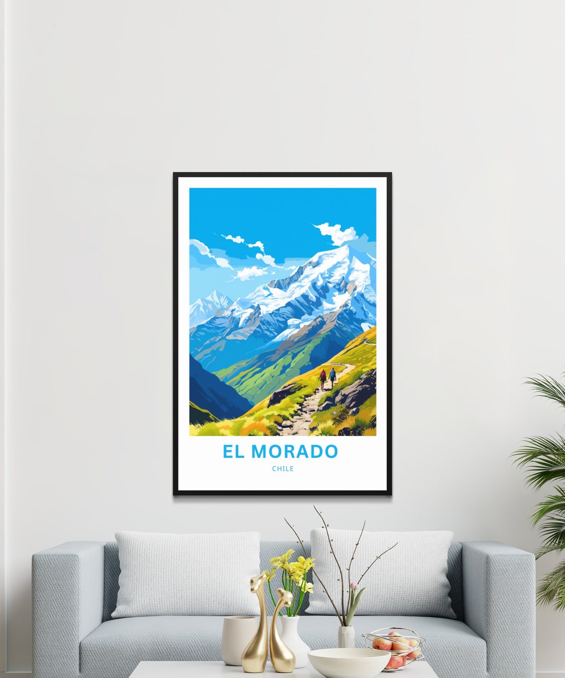 El Morado Chile Glacier Peaks Hikers Trail Illustrated Poster - Image 3