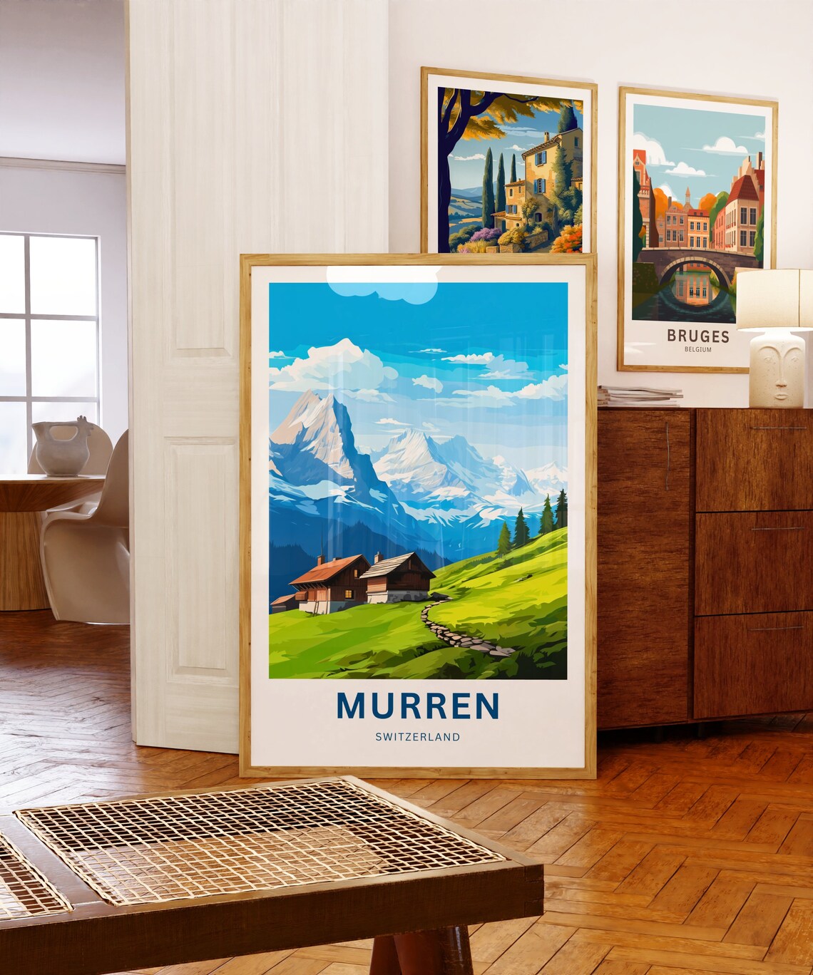 Personalized Murren Switzerland Mountain Chalet View Gift Poster - Image 5