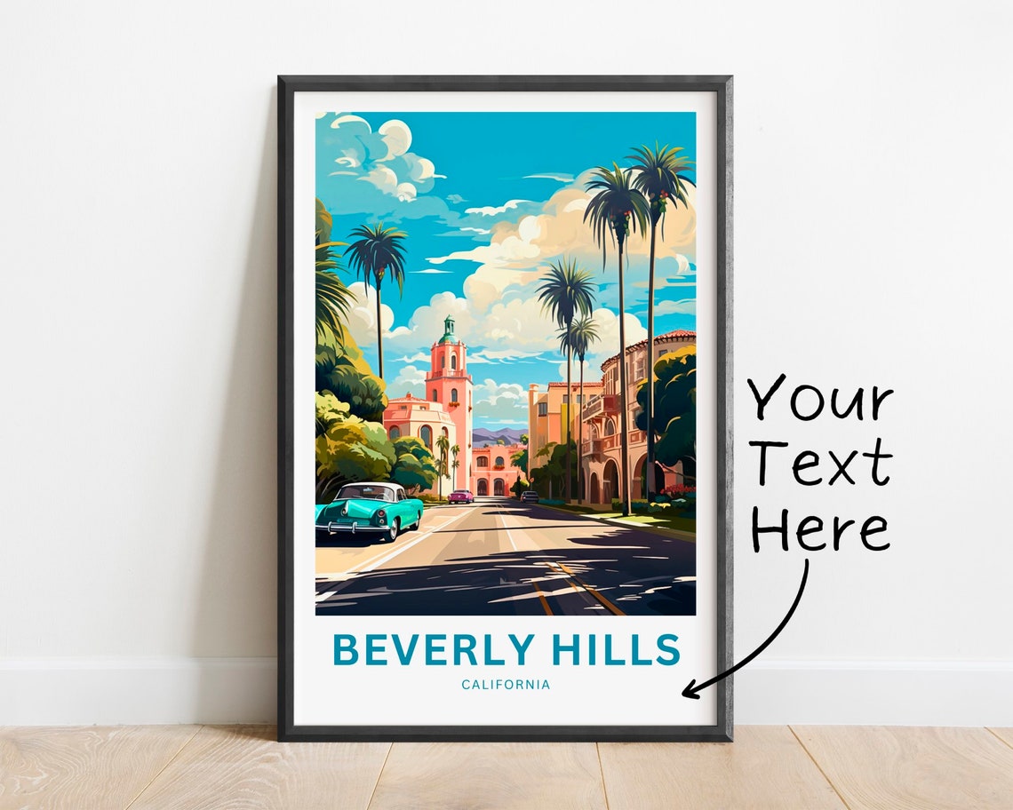 Personalized Beverly Hills California Classic Car Street Travel Poster