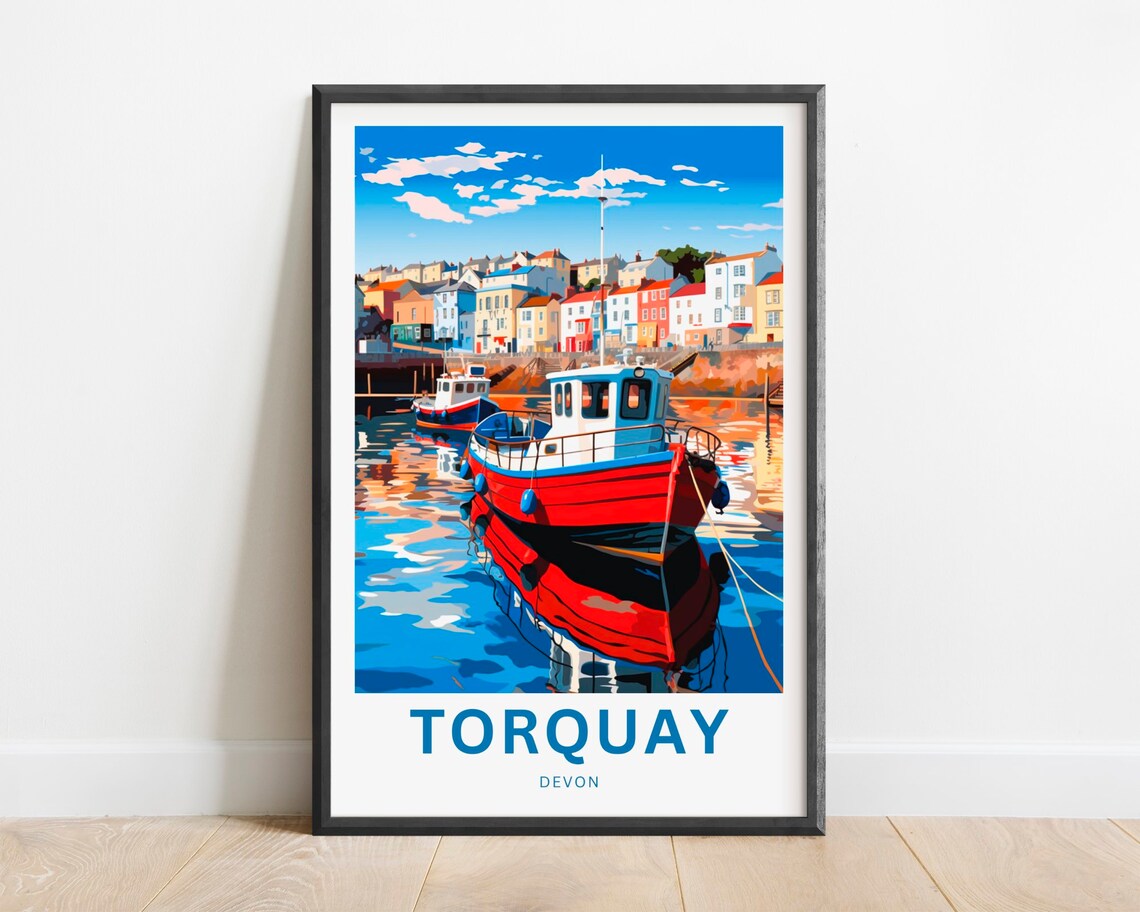 Torquay Travel Poster, Devon England Travel Art