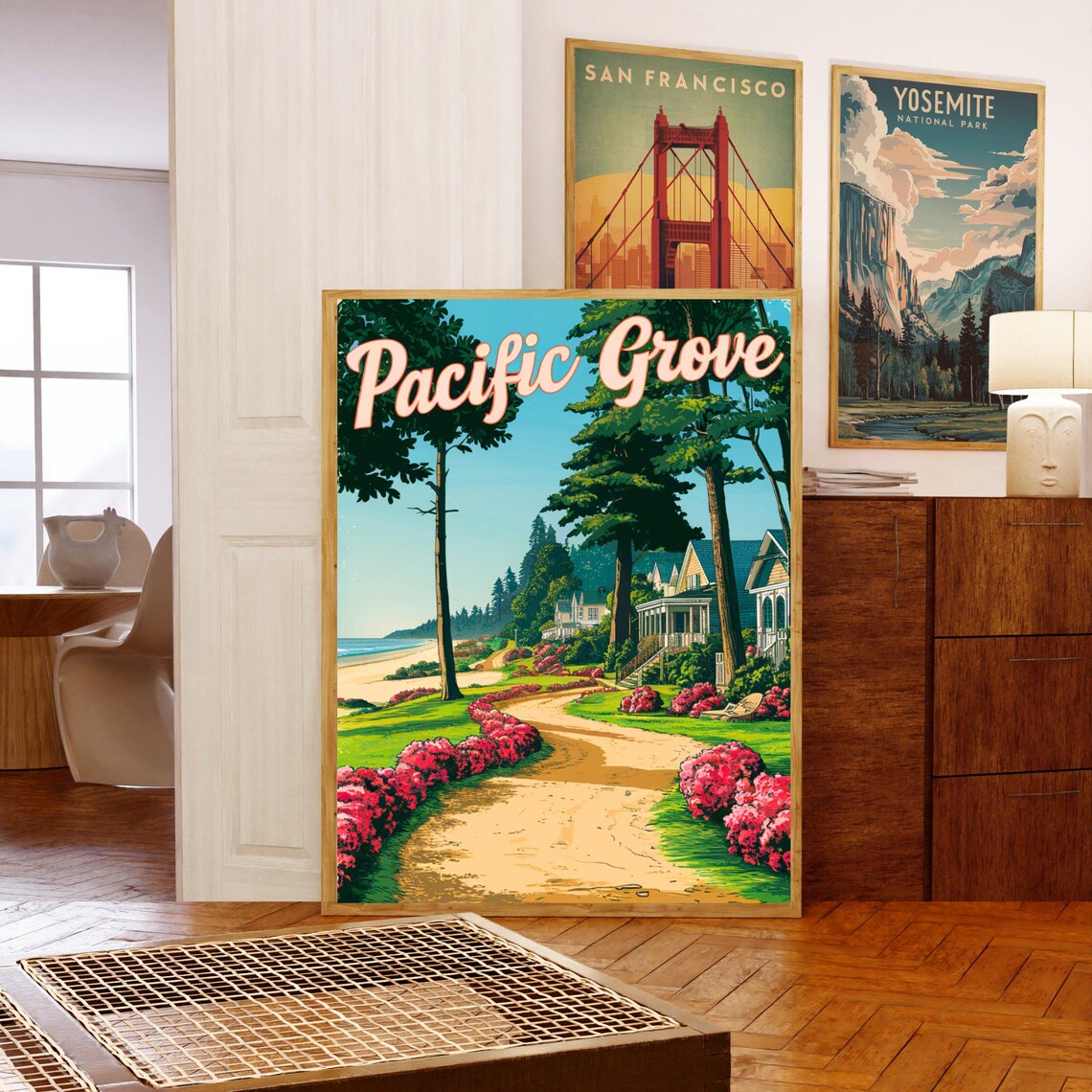 Pacific Grove California Coastal Path Garden Flowers Travel Poster - Image 5