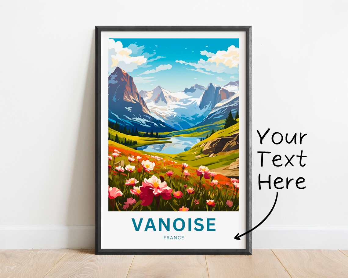 Vanoise France Alpine Lake Peaks Personalized Scenic Travel Poster