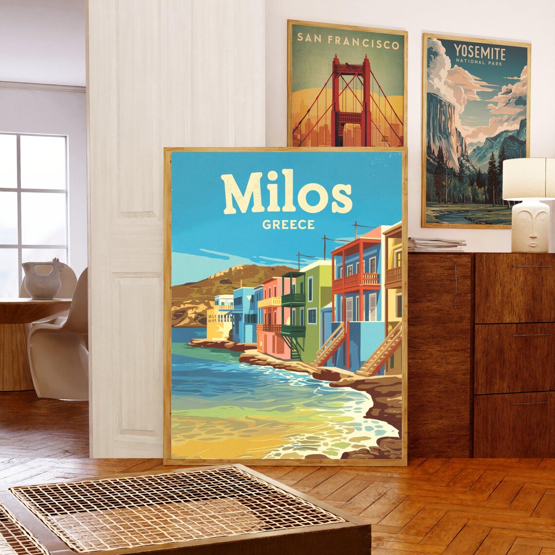Milos Greece Colorful Waterfront Houses on the Aegean Coast Poster - Image 5