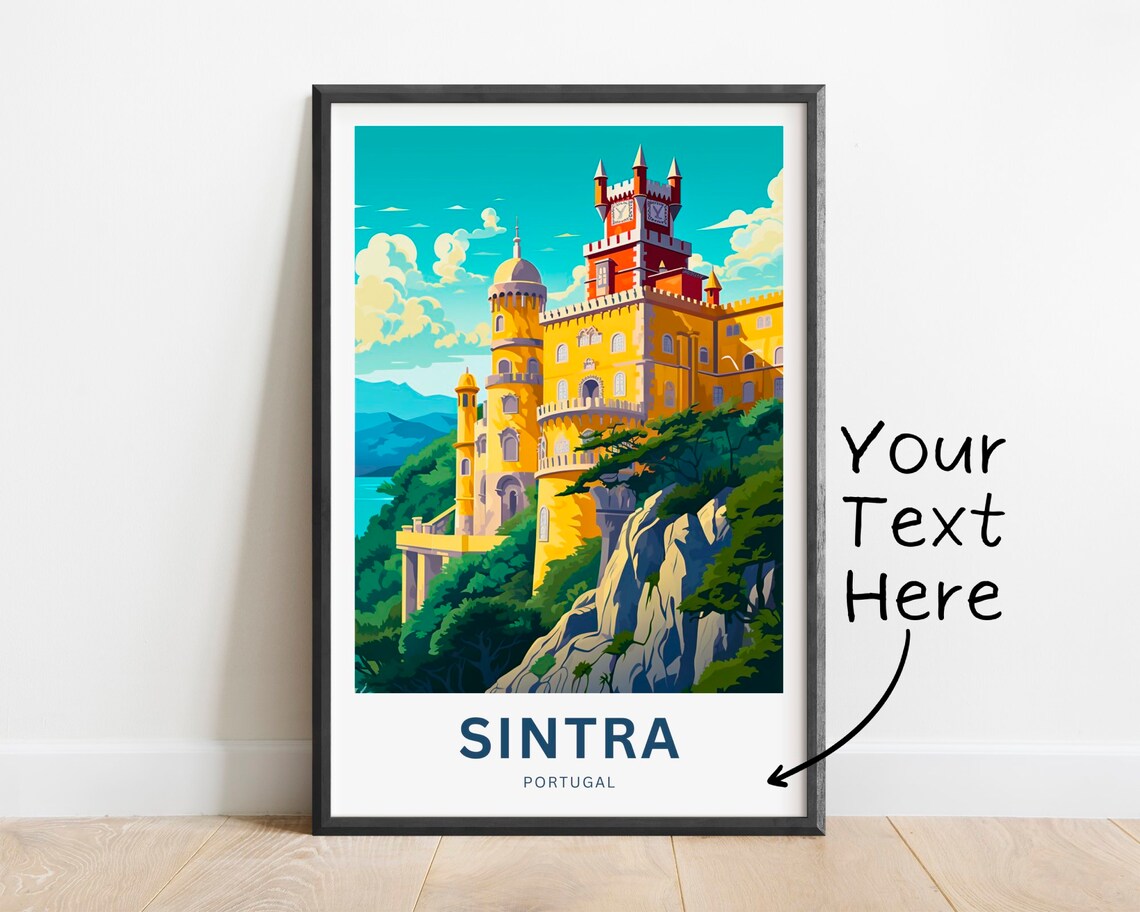 Sintra Portugal Pena Palace Colorful Castle Personalized Travel Poster