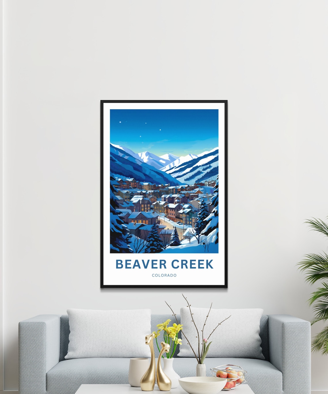 Personalized Beaver Creek Colorado Snowy Village Custom Travel Poster - Image 3