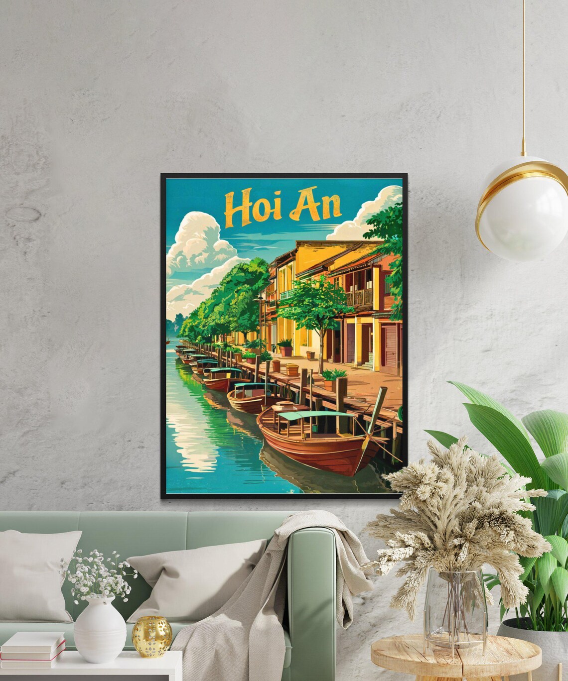 Hoi An Vietnam Riverside Boats Old Town Vintage Travel Poster - Image 4