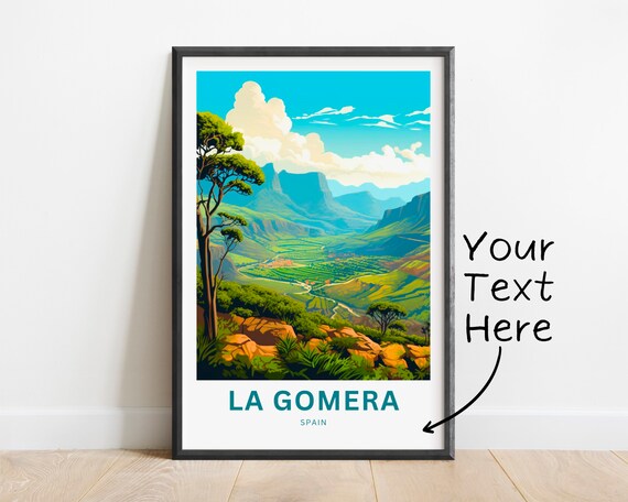 La Gomera Spain Green Valley Mountain View Vintage Travel Poster