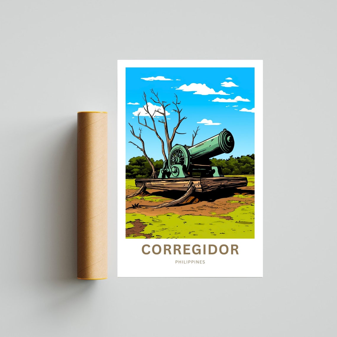 Corregidor Philippines Historic Wartime Cannon Memorial Poster - Image 4