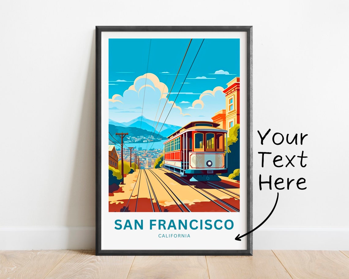 San Francisco California Cable Car Personalized Custom Text Poster