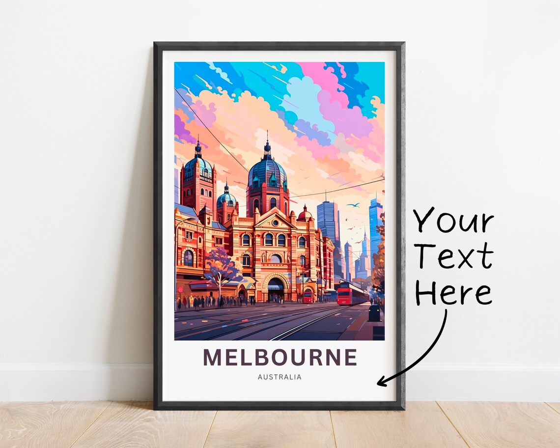 Melbourne Australia Flinders Street Customizable City Travel Poster