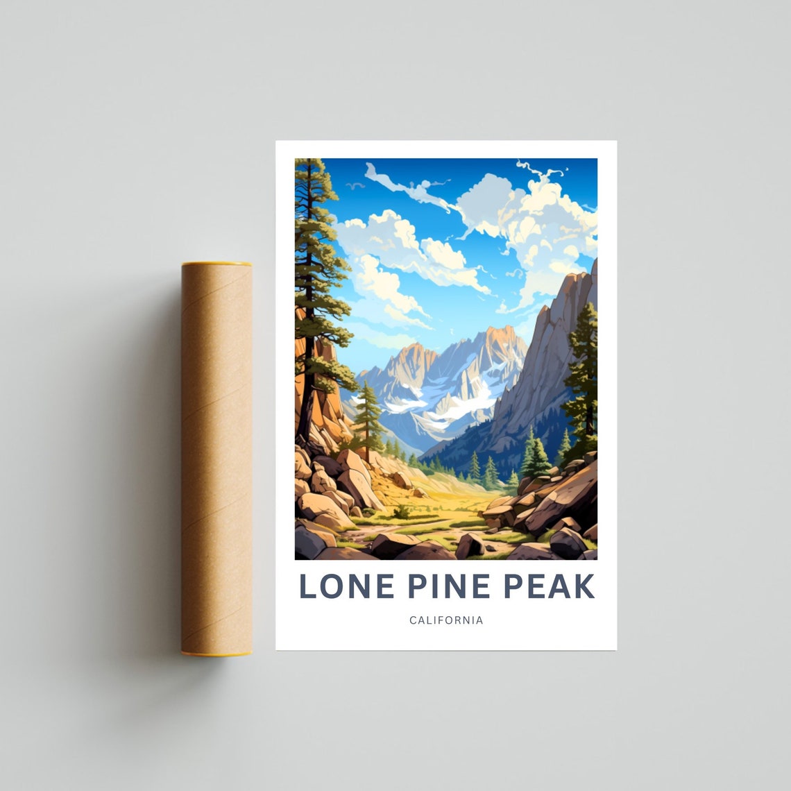 Personalized Lone Pine Peak Trail Travel Print Lone Pine Peak Trail Poster California Wall Art Framed Present Gift California Present - Image 4