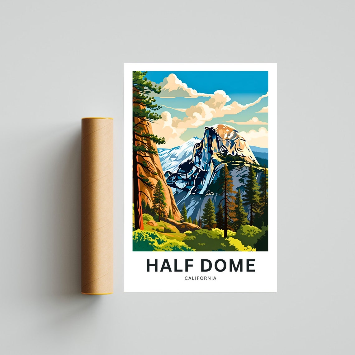 Half Dome California Yosemite Granite Custom Retro Travel Poster - Image 4