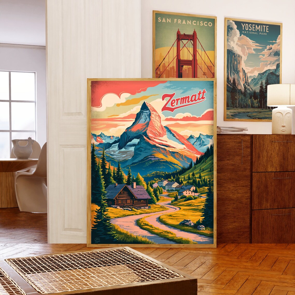 Zermatt Vintage Matterhorn Alpine Chalet Village Valley Poster - Image 5