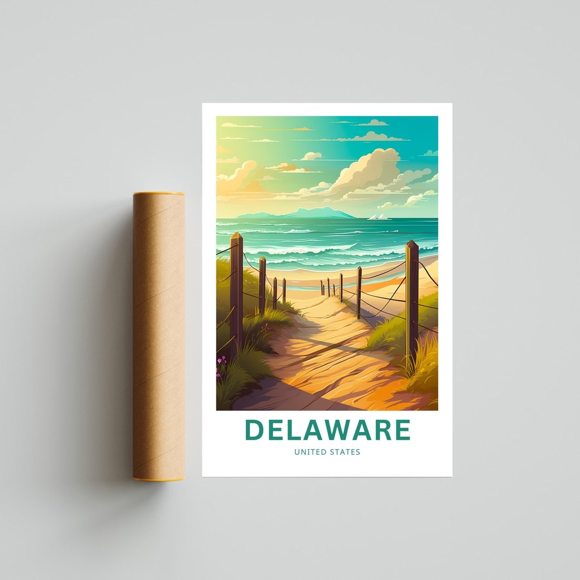 Delaware Beach Dune Path Coastal Sunset Vintage Travel Poster - Image 4
