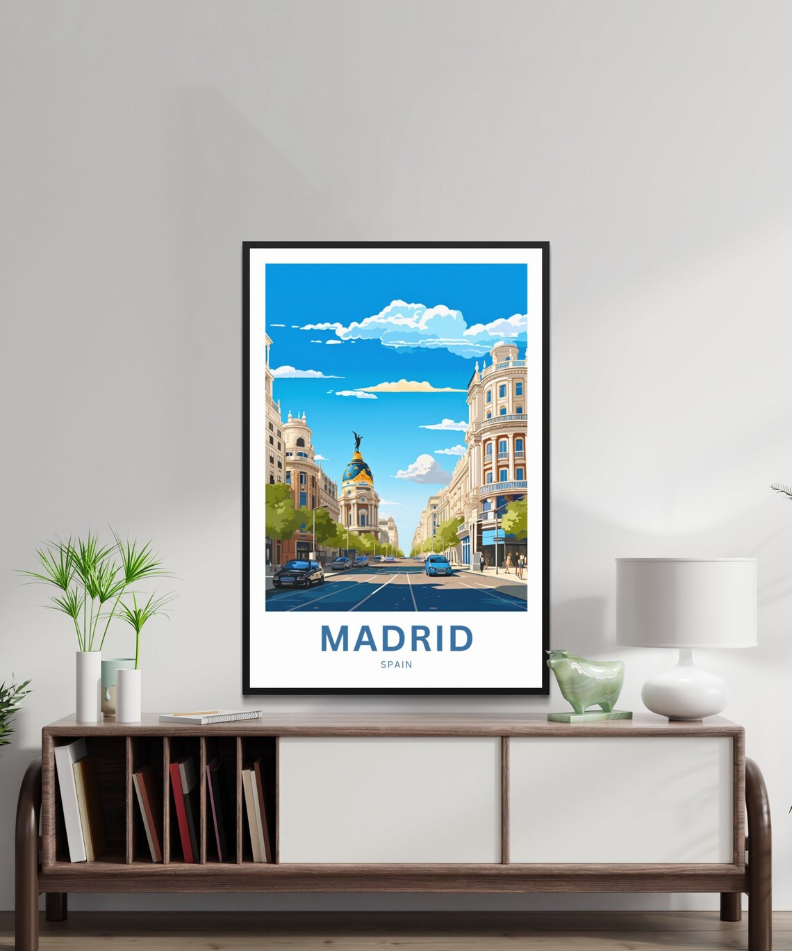 Madrid Spain Gran Via Boulevard Cityscape Illustration Poster - Image 2