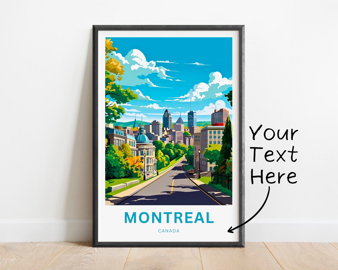 Personalized Montreal Canada Tree Lined City Street Scene Poster