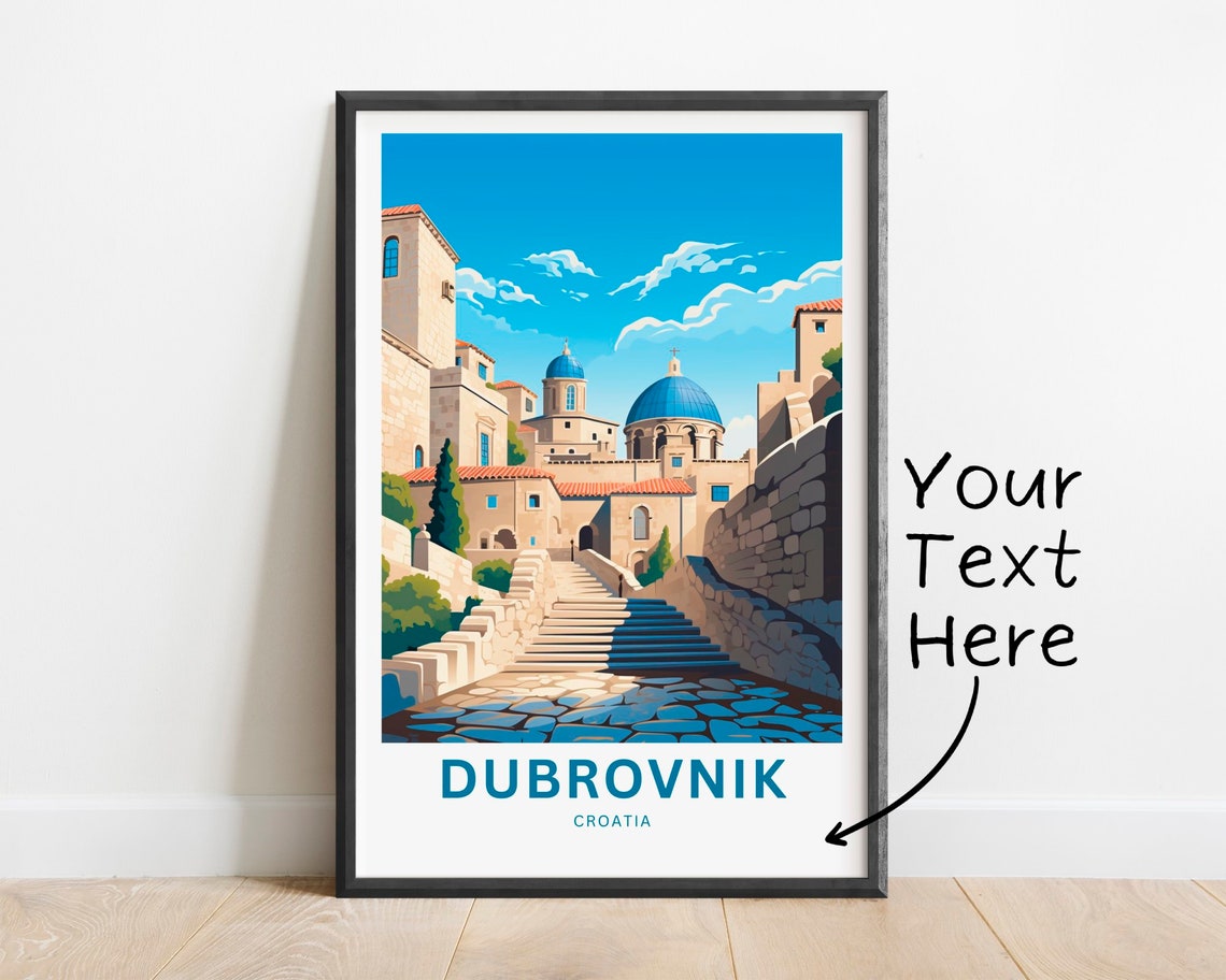 Personalized Dubrovnik Croatia Old Town Steps Dome Custom Poster