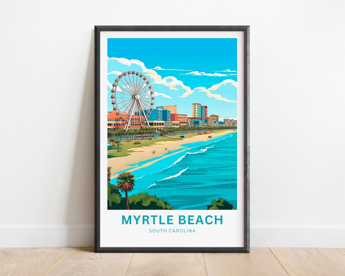 Myrtle Beach South Carolina SkyWheel Boardwalk Custom Text Poster - Image 2
