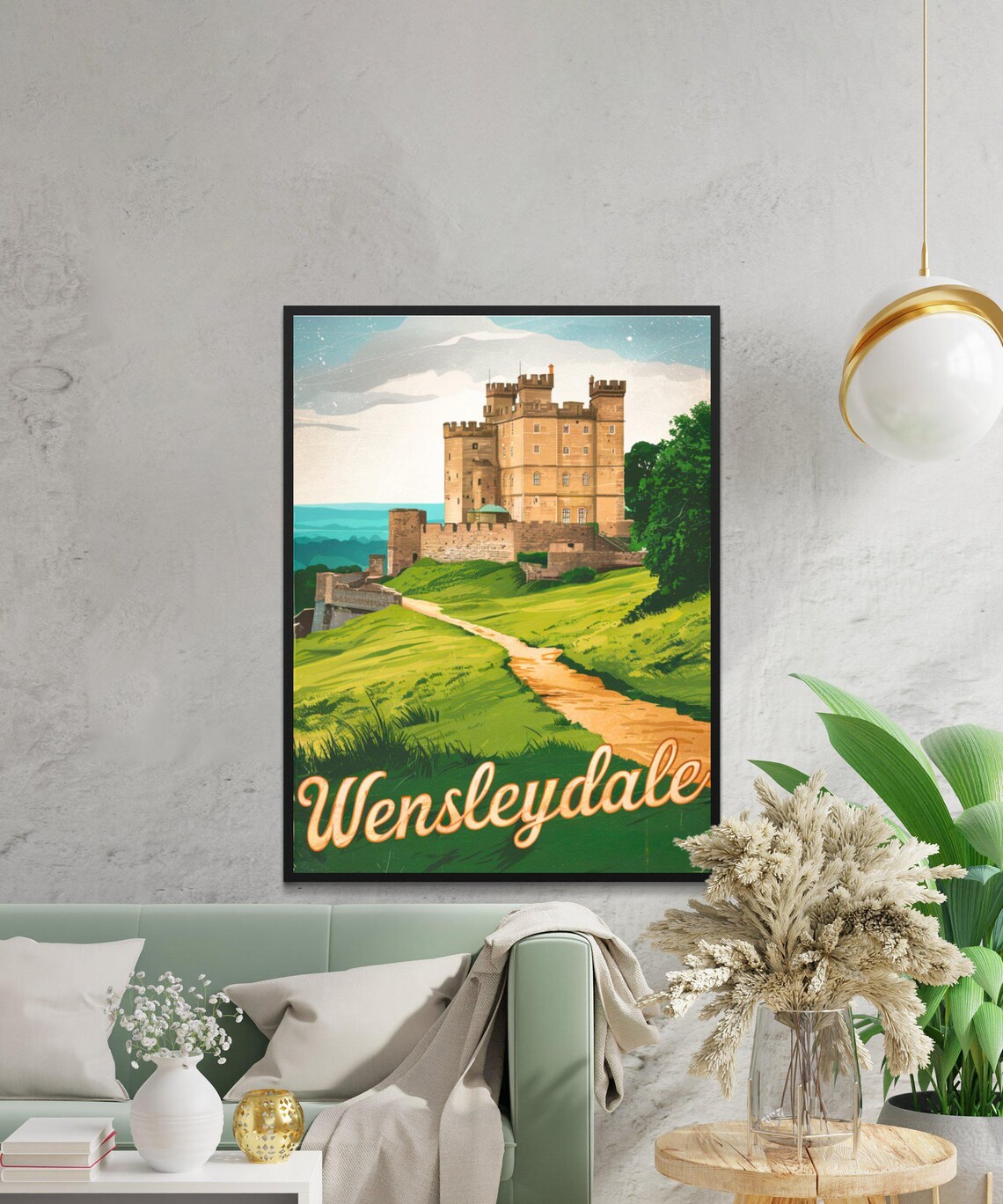 Wensleydale Historic Castle Hill Valley England Travel Poster - Image 2