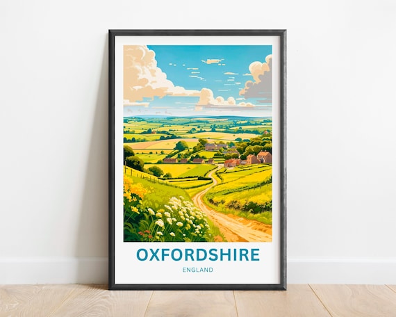 Oxfordshire England Rolling Countryside Village Vintage Travel Poster