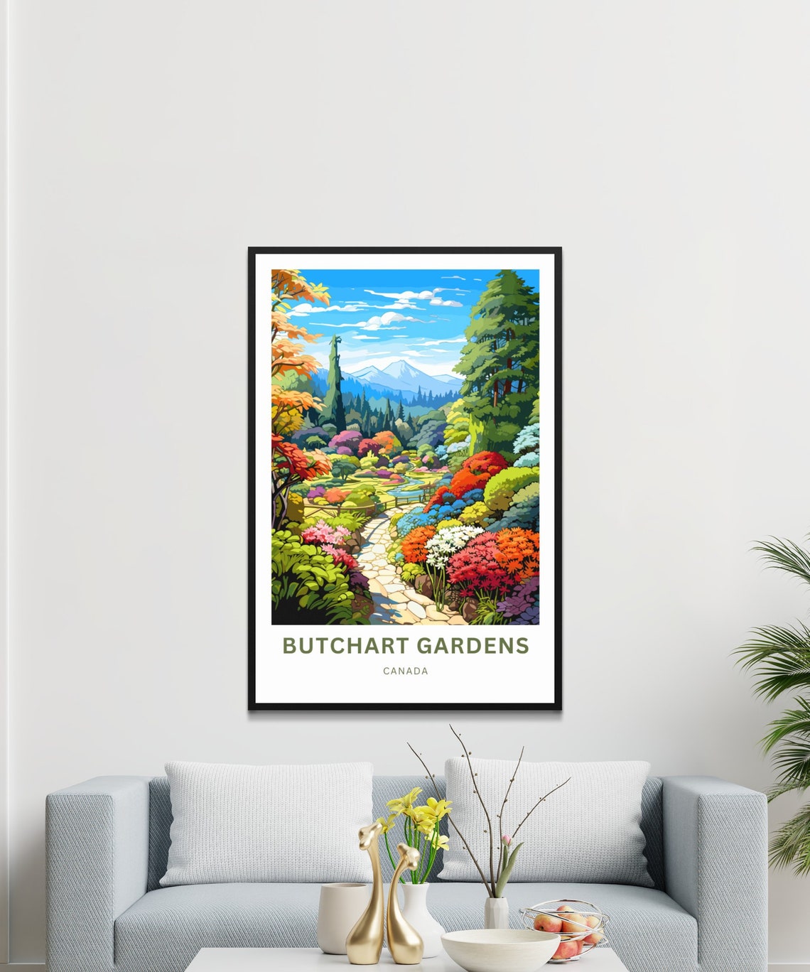 Personalized Butchart Gardens Canada Vibrant Floral Garden Poster - Image 3