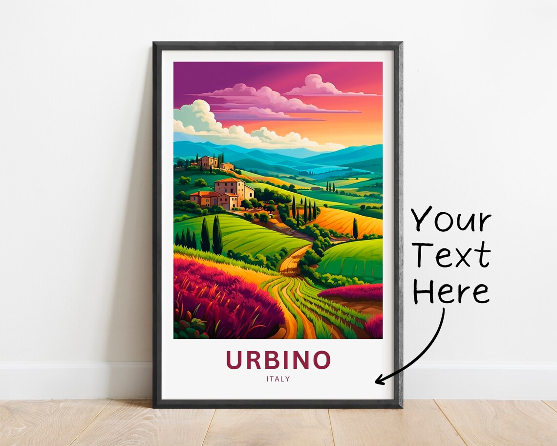 Urbino Italy Rolling Hills Farmhouse Personalized Gift Poster