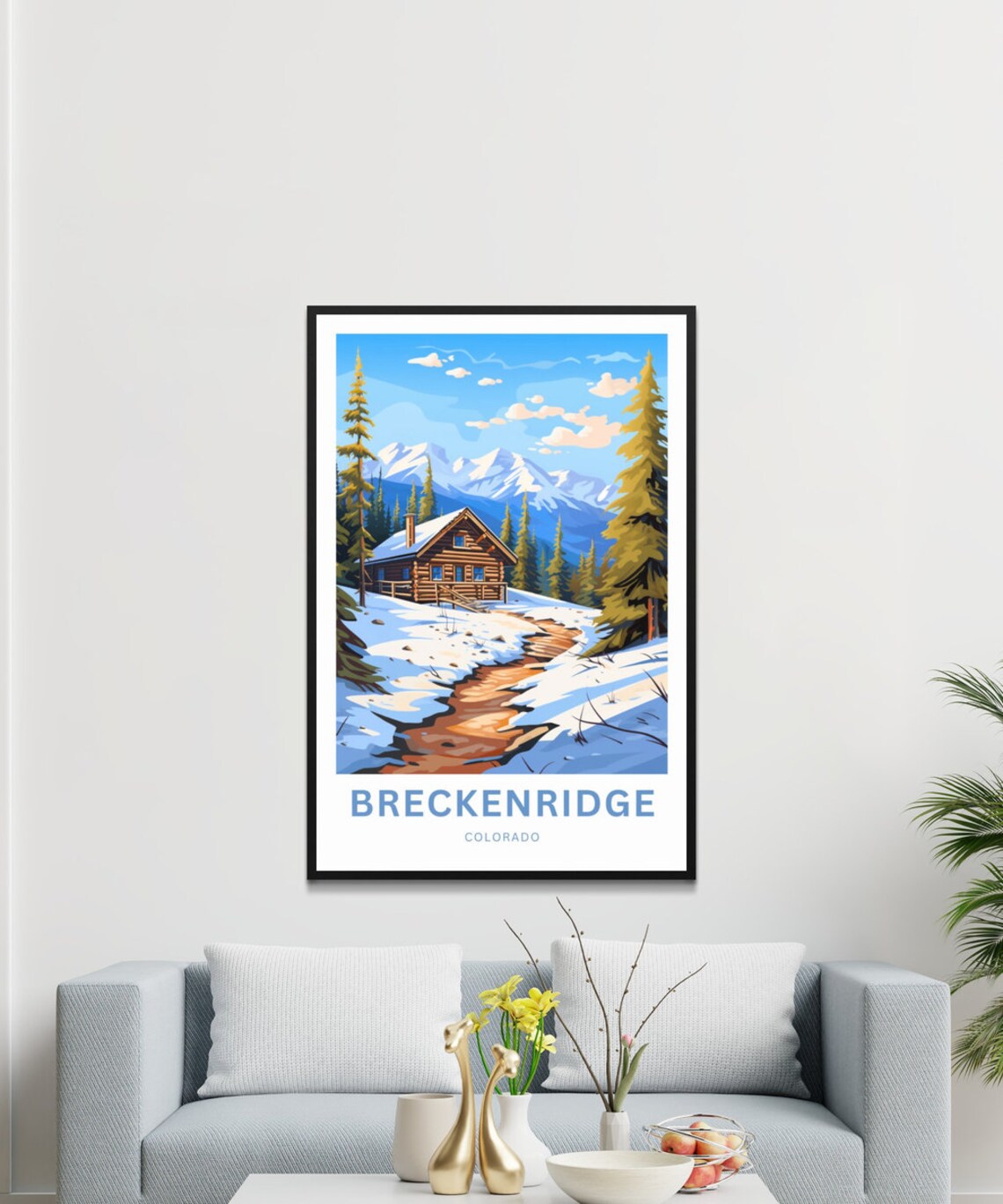 Breckenridge Colorado Snowy Log Cabin Winter Retro Travel Poster - Image 3