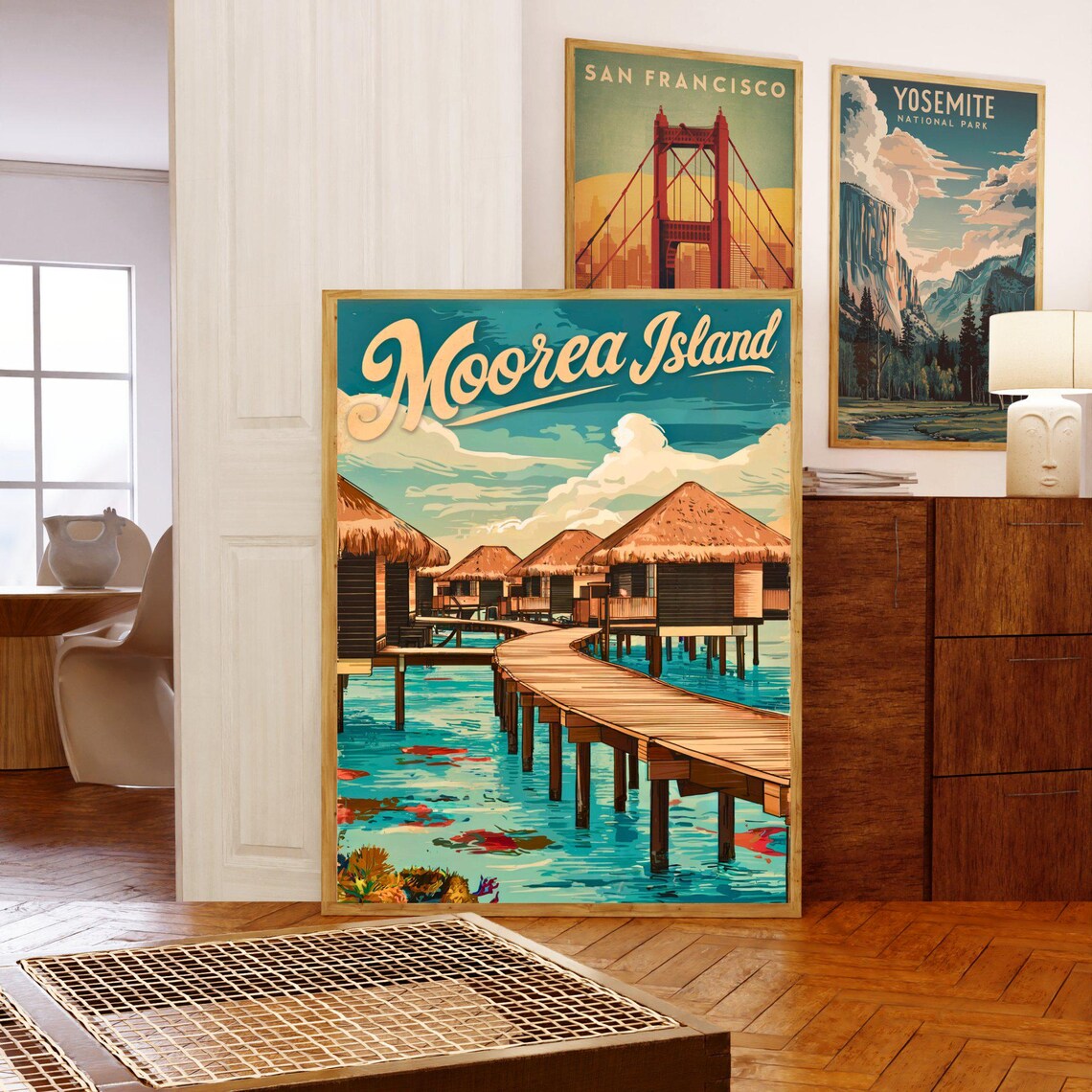Moorea Island Vintage Travel Poster, French Polynesia - Image 5