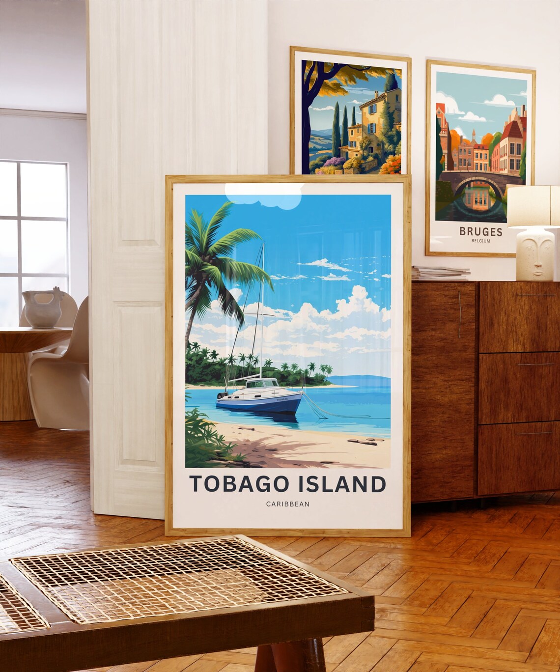 Personalized Tobago Island Caribbean Sailboat Beach Travel Poster - Image 5
