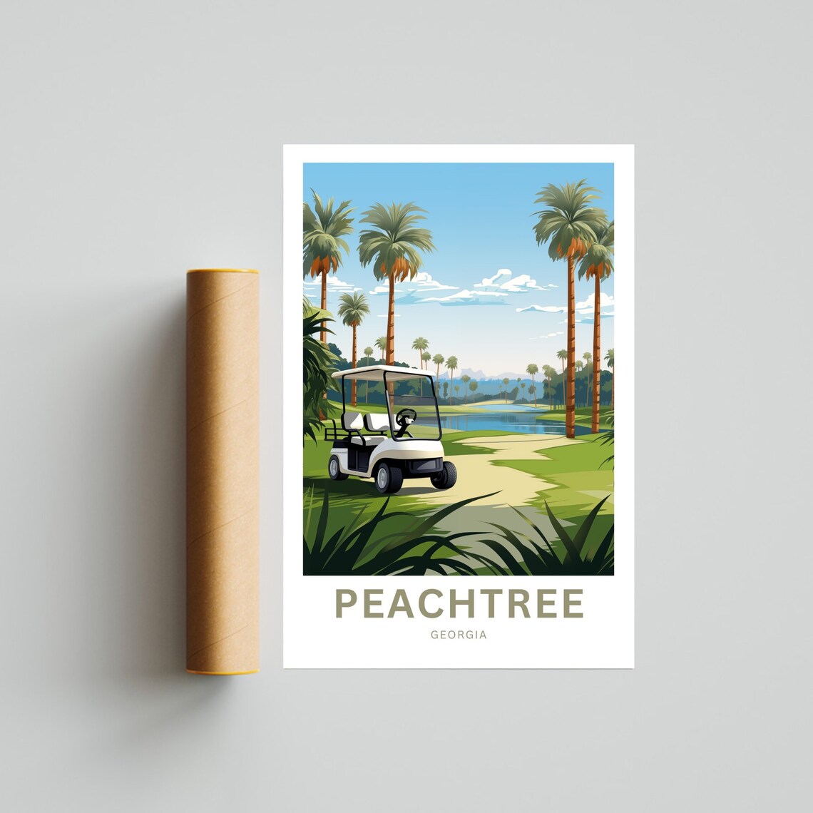 Peachtree Georgia Golf Course Cart Palm Lake Personalized Poster - Image 4