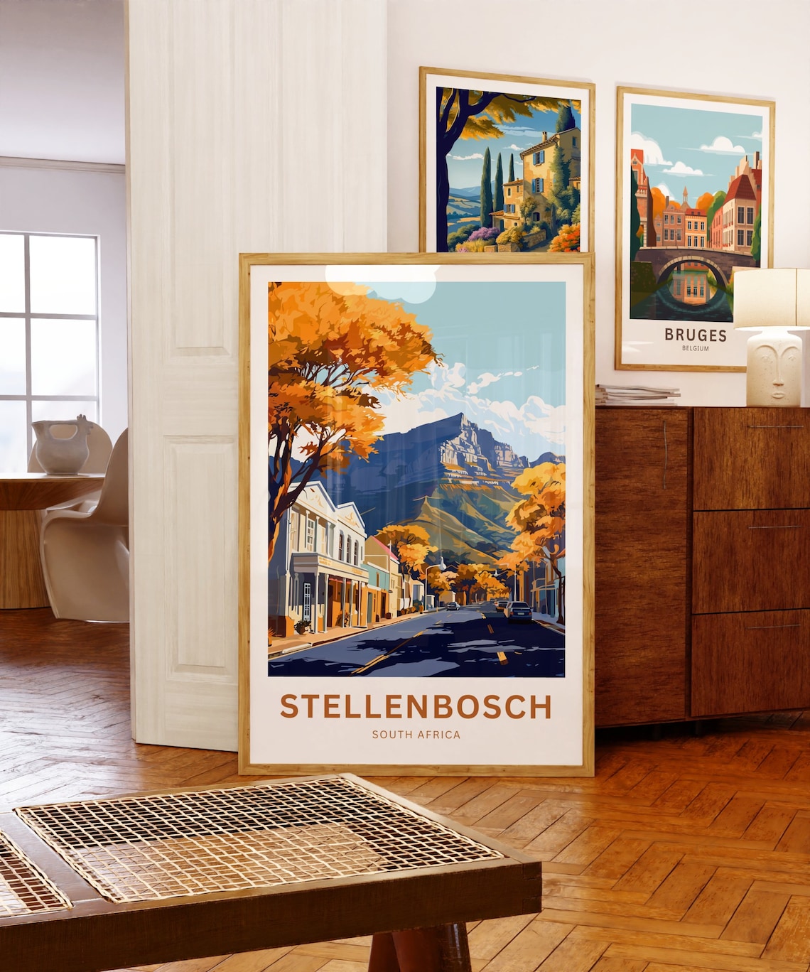 Stellenbosch South Africa Autumn Street Mountain Travel Poster - Image 5