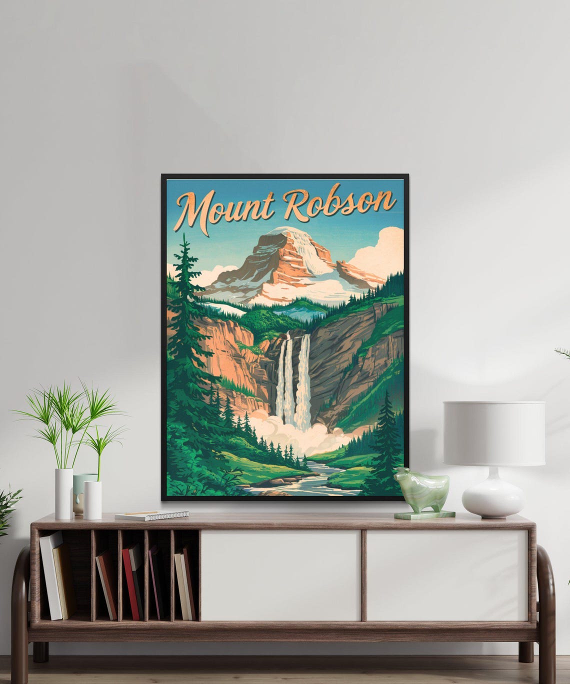 Mount Robson Canada Snowy Peak Waterfalls Retro Travel Poster Art - Image 3