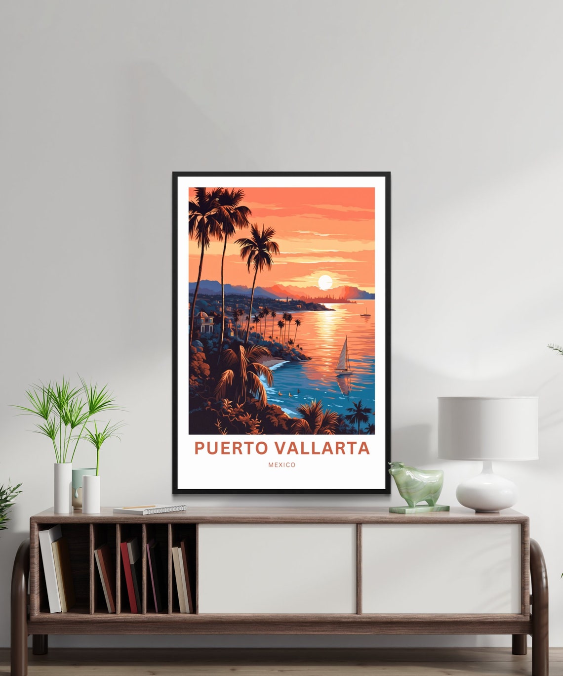 Puerto Vallarta Travel Print Puerto Vallarta Poster Mexico Wall Art Framed Present Gift Mexico Decor Present Customize Your Text - Image 2