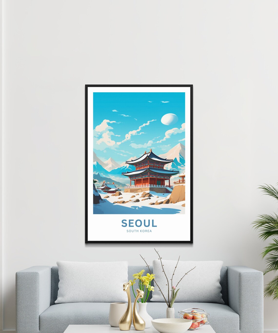 Personalized Seoul South Korea Winter Palace Snow Travel Poster - Image 3