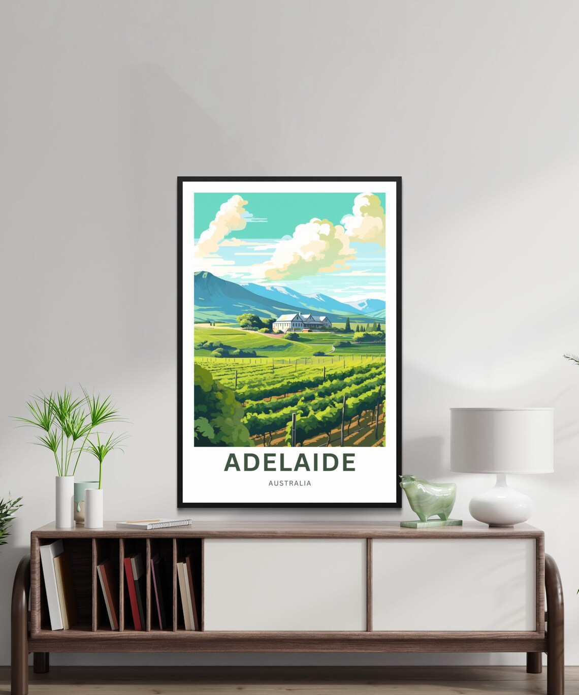 Personalized Adelaide Australia Vineyard Rows Vintage Travel Poster - Image 2