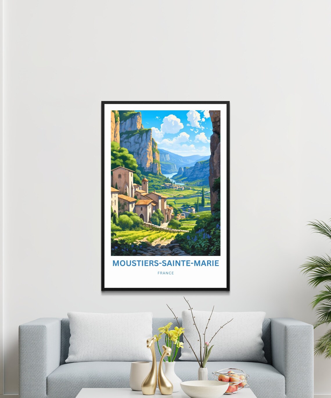Moustiers-Sainte-Marie France Canyon Cliff Village View Travel Poster - Image 3