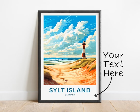 Sylt Island Germany Lighthouse Dunes Personalized Travel Poster