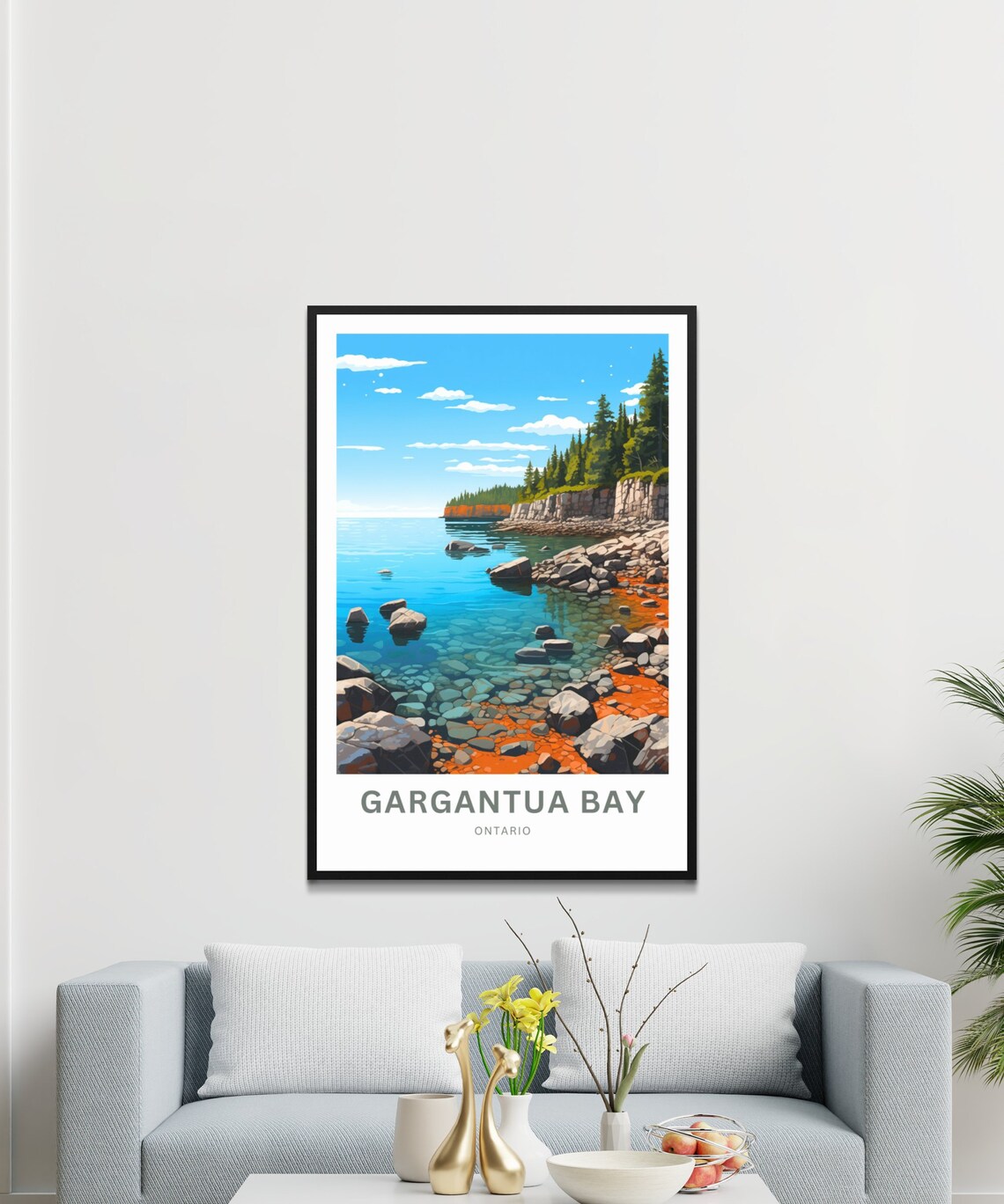 Gargantua Bay Ontario Turquoise Cove Boulders Cliffside Travel Poster - Image 3