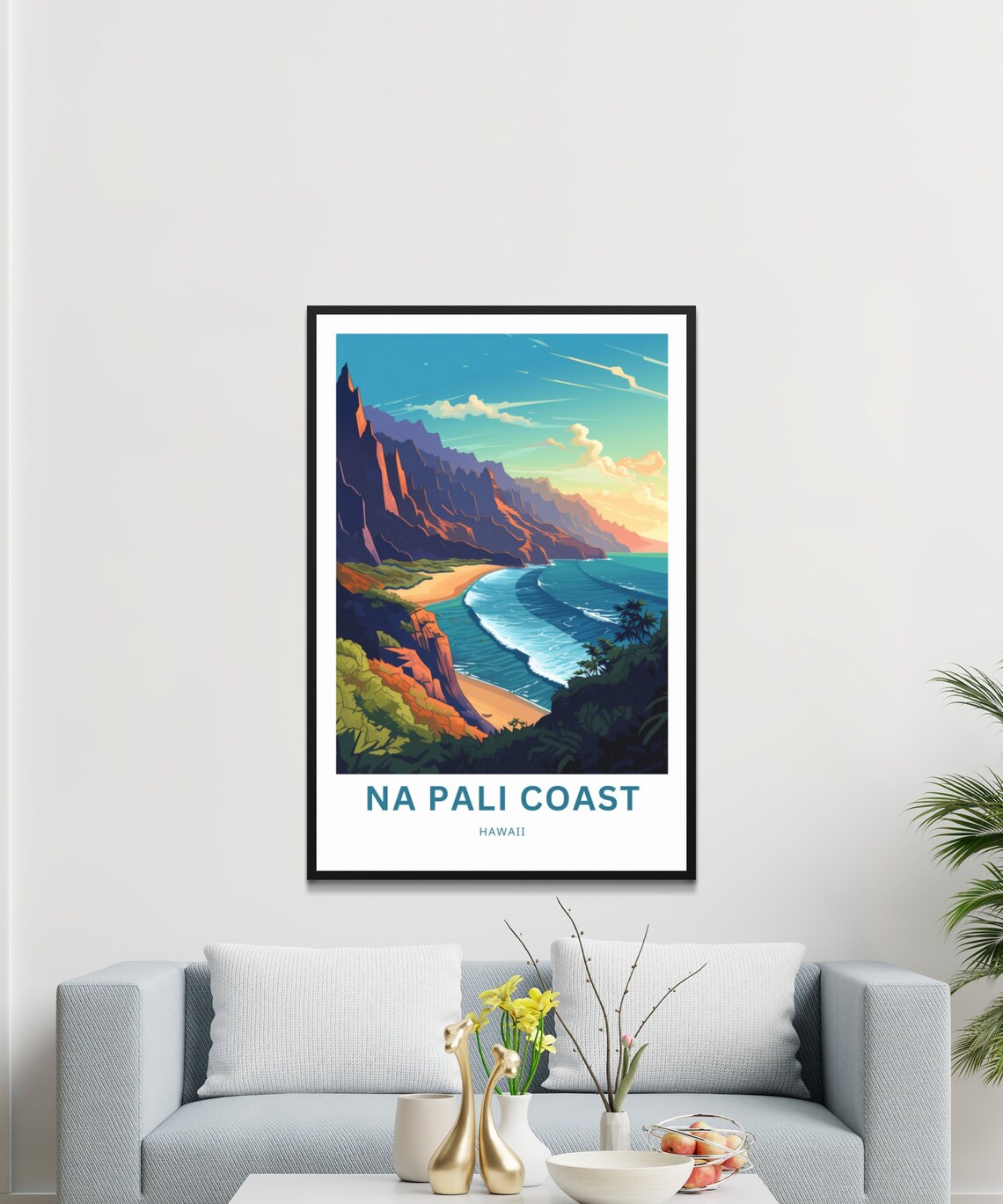 Na Pali Coast Hawaii Sea Cliffs Cove Turquoise Waves Travel Poster - Image 3