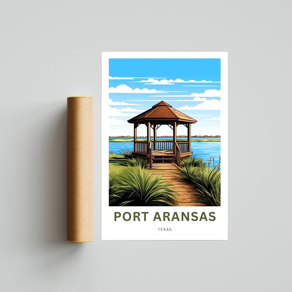 Port Aransas Texas Waterfront Gazebo Boardwalk Travel Poster - Image 4