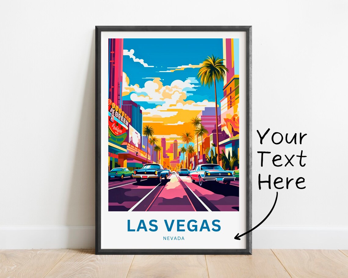 Personalized Las Vegas Downtown Street Classic Cars Travel Poster