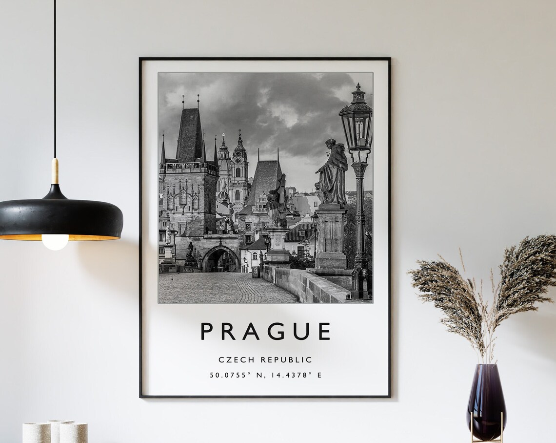 Prague Black And White Travel Poster Print