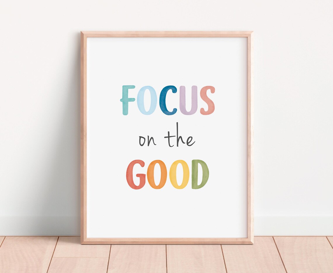 Focus On The Good Watercolor Positivity Quote Mindful Home Poster - Image 6