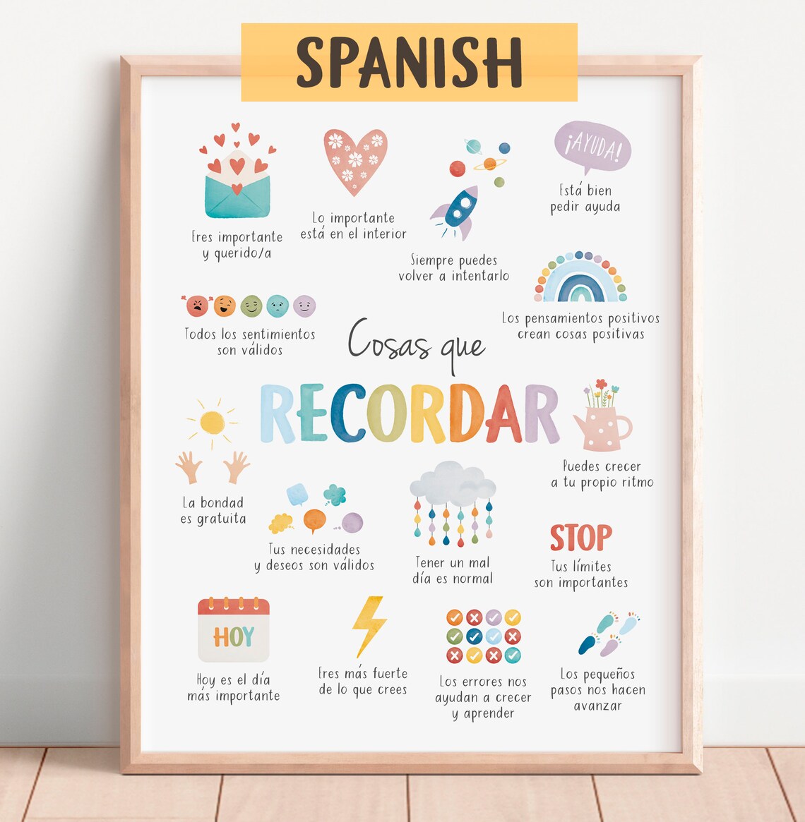 Spanish Things To Remember Therapy Office Art Print