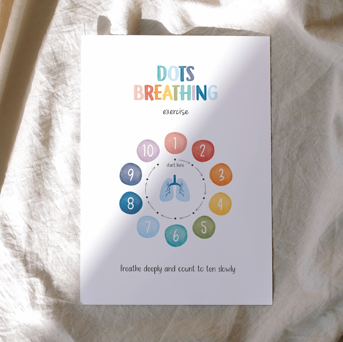 Dots Breathing Exercise Lungs Count To Ten Watercolor Calm Poster - Image 4
