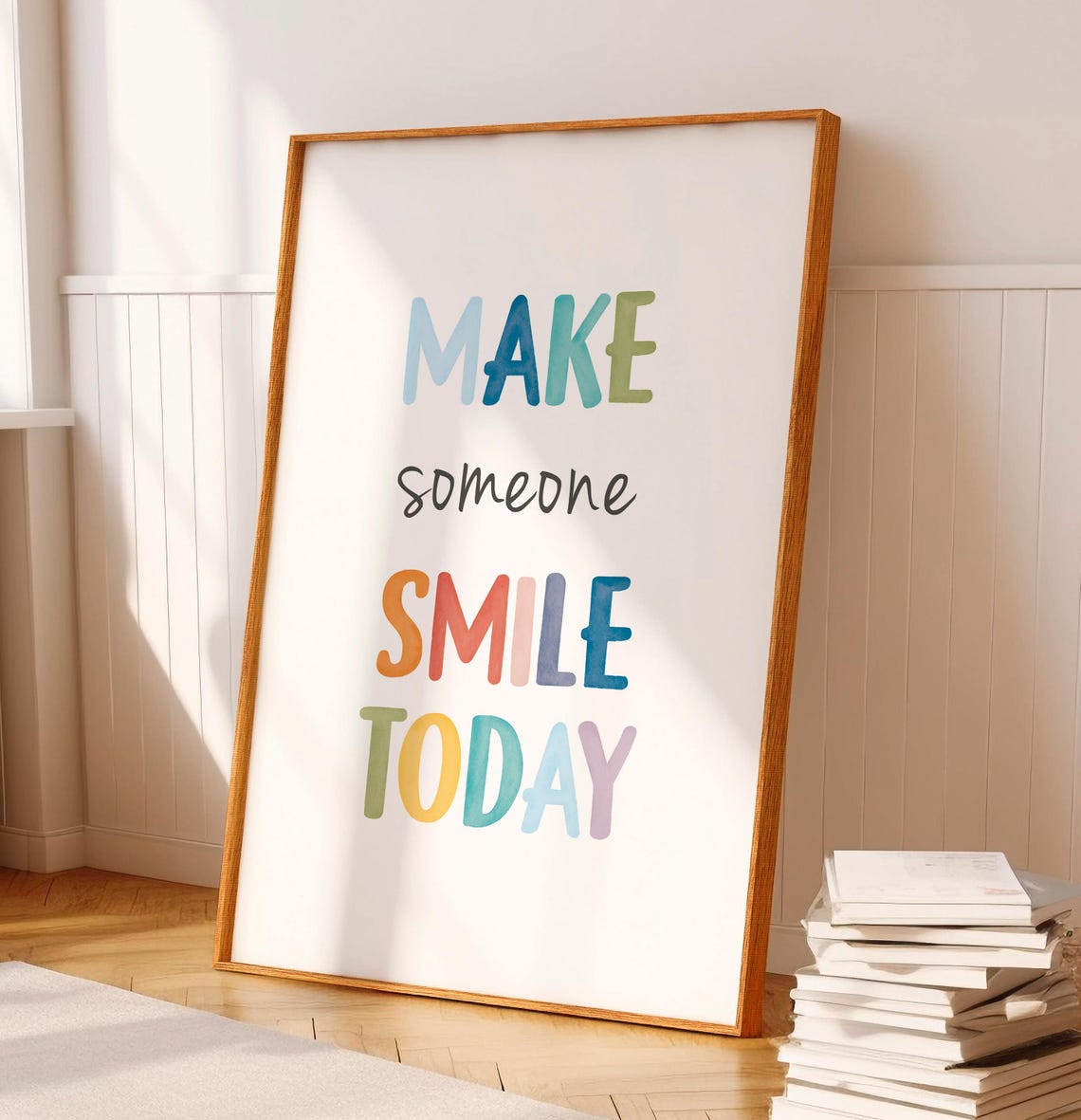 Make Someone Smile Today Rainbow Watercolor Uplifting Quote Poster - Image 6