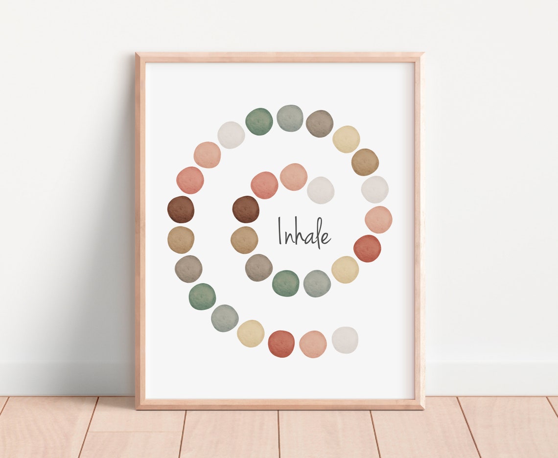 Inhale Exhale Breathing Spiral Watercolor Dots Therapy Office Poster - Image 4