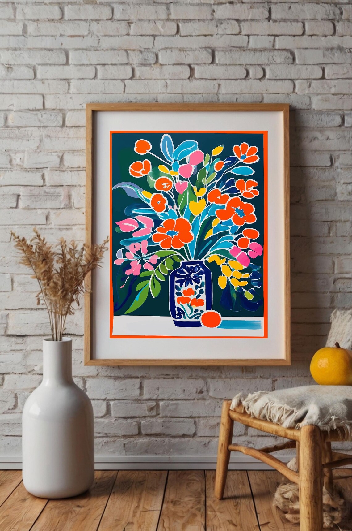 Colorful Flower Vase Botanical Floral Art Print - Image 3